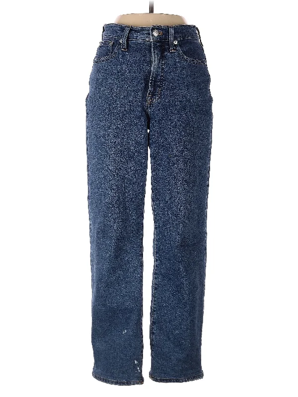 women's denim jeans with rhinestonesMid-Rise Straight-leg Jeans in Medium Wash