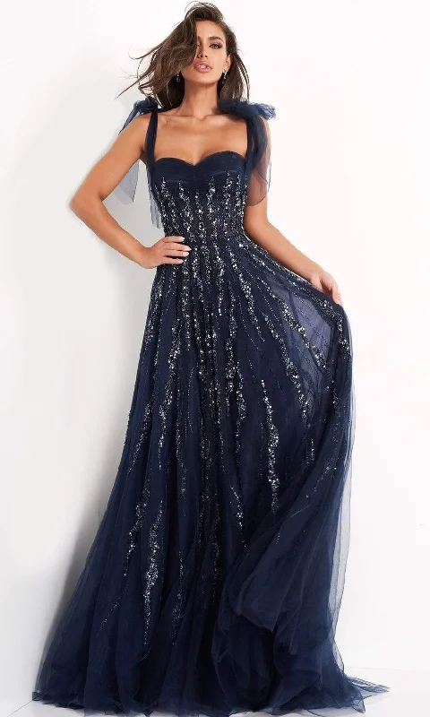 Formal Dress for Museum GalasJovani - 04634 Tie Shoulder Beaded Sweetheart A-Line Gown