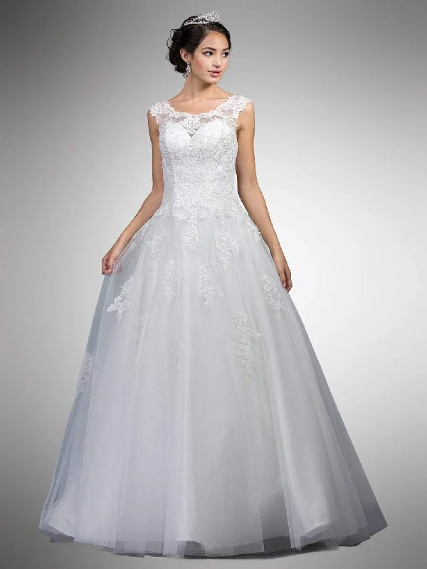 Formal Dress for Garden Party ThemesDancing Queen Bridal - A7002 Embellished Lace Illusion Bateau Ballgown