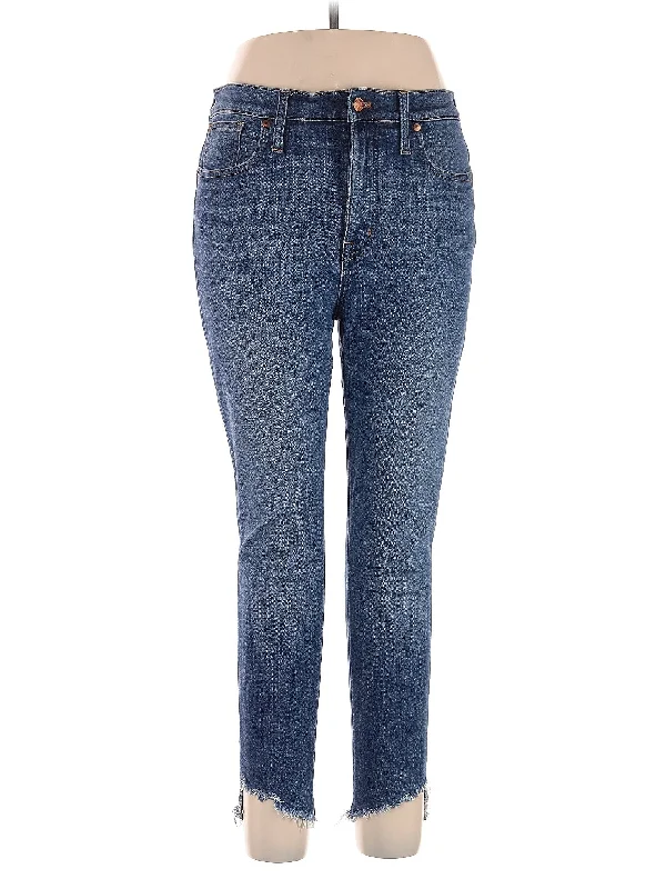 women's denim jeans with frayed edgesHigh-Rise Straight-leg Jeans in Medium Wash