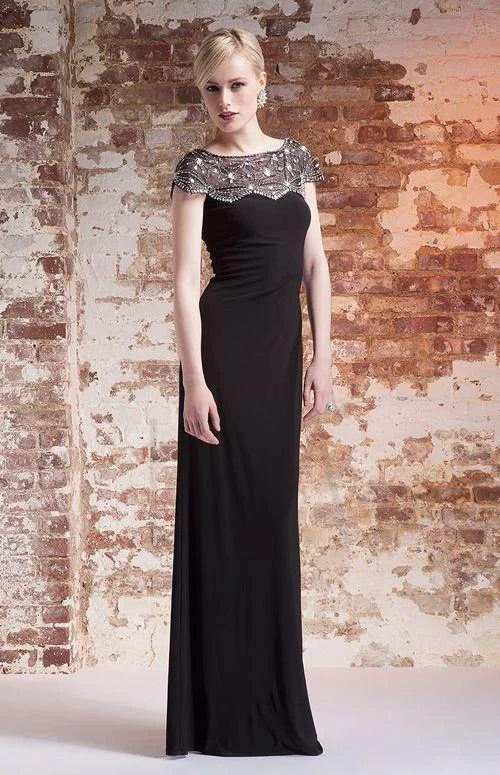 Formal Dress for ConcertsMIGNON - Jeweled Cap Sleeve Jersey Gown AL1889B