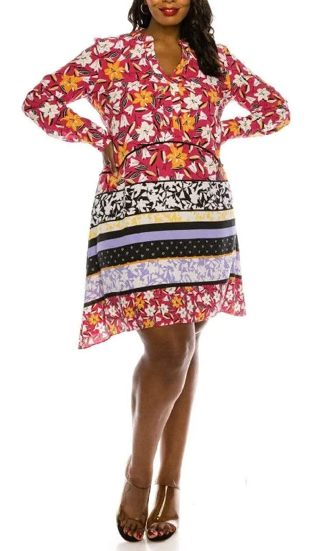 Fuzzy Wool Long Sleeves DressJ Taylor - 1317M Floral Print Long Sleeve A-line Dress