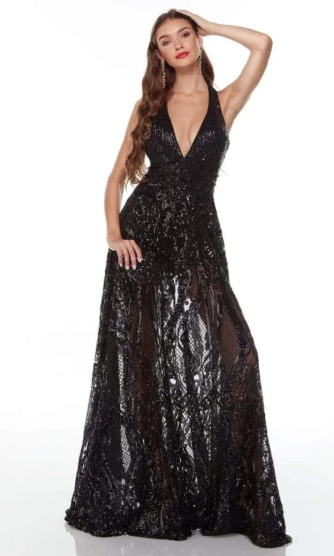 Formal Dress for Glamorous ThemesAlyce Paris - 61213 Halter Neck Edgy A-Line Gown