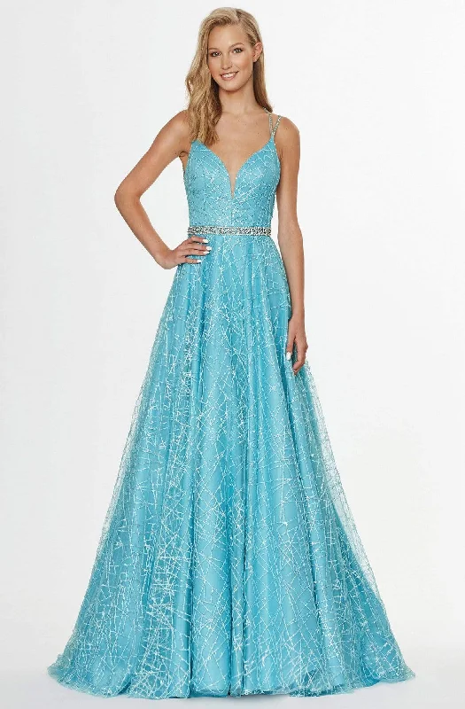 Formal Dress for Urban ThemesAngela & Alison - 91076 Embellished Deep V-neck Tulle Ballgown