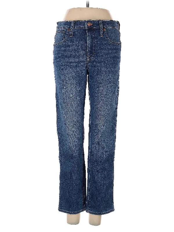 women's mid-rise denim jeansHigh-Rise Straight-leg Jeans in Medium Wash