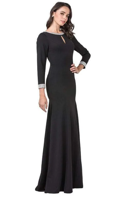 Fabulous Long Sleeves Tiered DressTrevi Collection - D374 Jewel-Trimmed Long Sleeve Dress