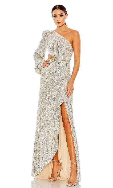 Fuzzy Long Sleeves Wrap DressIeena Duggal - 26730 Long Sleeve Allover Sequined Dress