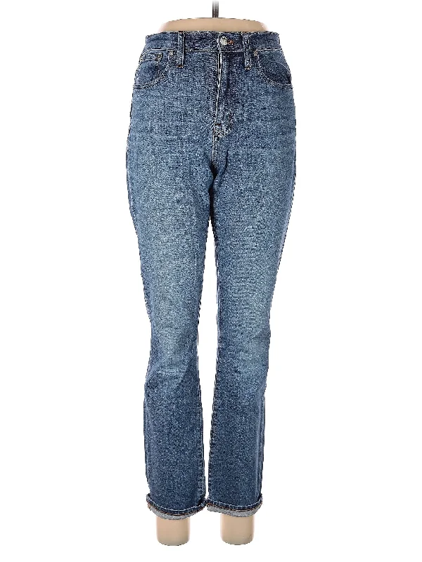 women's stone-washed denim jeansHigh-Rise Bootleg Jeans in Medium Wash