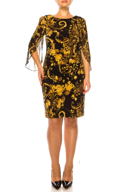 Women's Formal Dress OptionsConnected Apparel TCC97727 - Sheer Sleeve Floral Printed Formal Dress