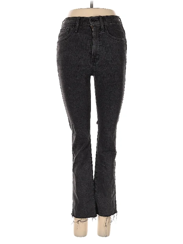 women's denim jeans with leather patchesHigh-Rise Bootleg Jeans