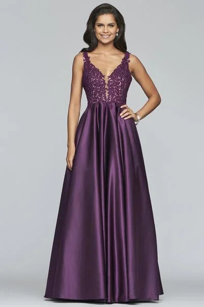 Formal Dress for Museum GalasFaviana - 10251 Embellished V-neck Satin Ballgown