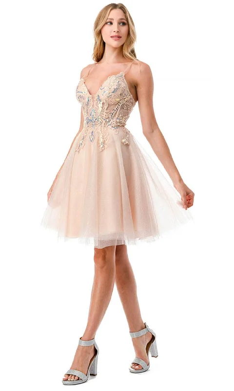 lace-up party dressesAspeed Design S2740M - Sequin Butterfly Homecoming Dress