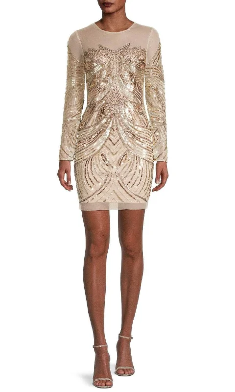 Flowy Long Sleeves DressAidan Mattox MN1E207561 - Long Sleeve Embellished Cocktail Dress