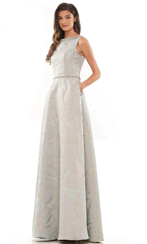 Formal Dress for Polo MatchesMarsoni by Colors MV1224 - Subtle Leaf-Detailed A-line Gown