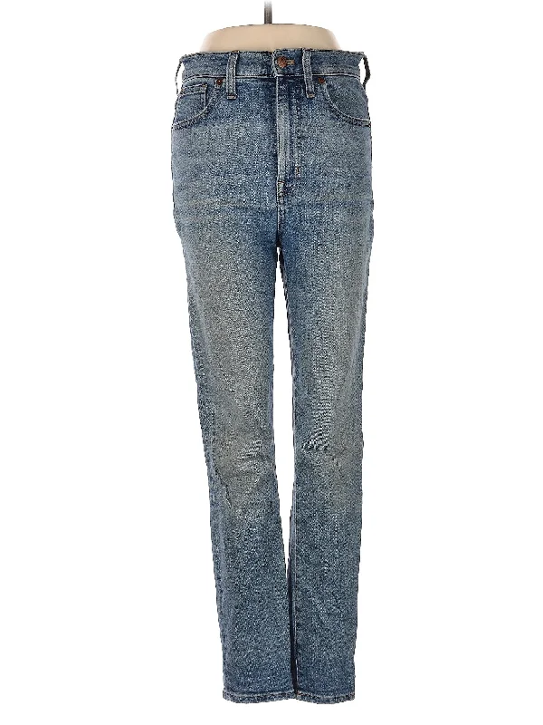 women's denim jeans with button-fly closureHigh-Rise Straight-leg Jeans in Medium Wash