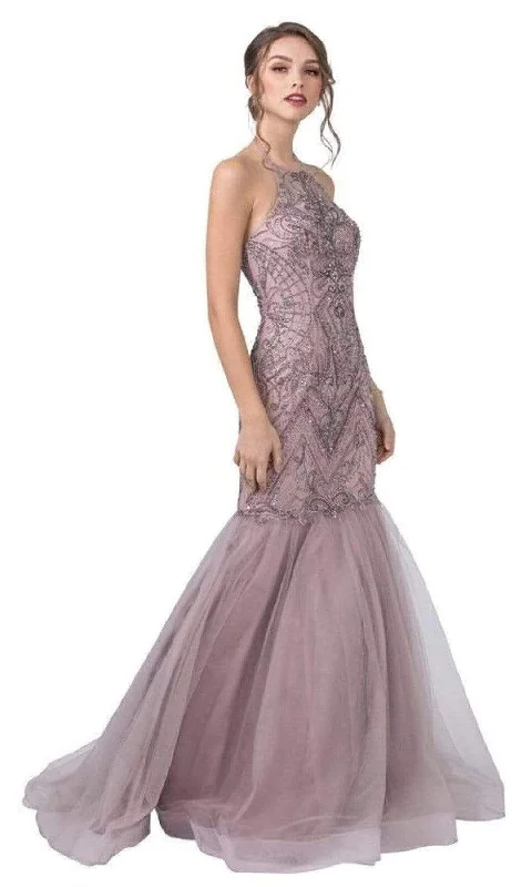 Formal Dress for DebutantesAspeed Design - L2429 Halter Beaded Mermaid Gown