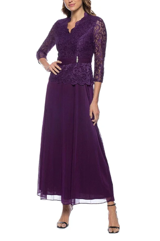 Formal Dress for Eco-Conscious EventsMarina 268177 - Embroidered Scalloped V-Neck Formal Dress