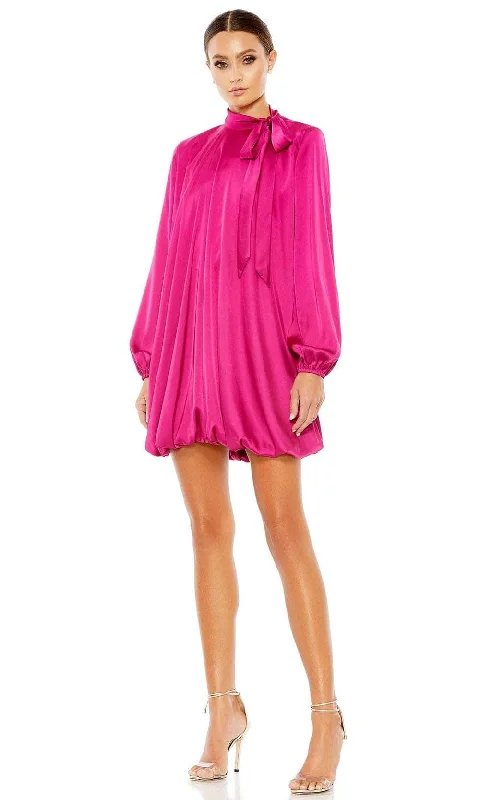 Flowing Long Sleeves Ruffle DressIeena Duggal 26922 - Long Sleeve Bubble Hem Cocktail Dress