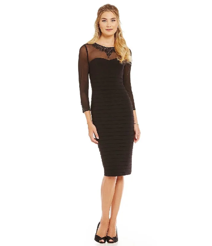 Fitted Long Sleeves Midi DressAdrianna Papell - Long Sleeve Cocktail Dress AP1E200120