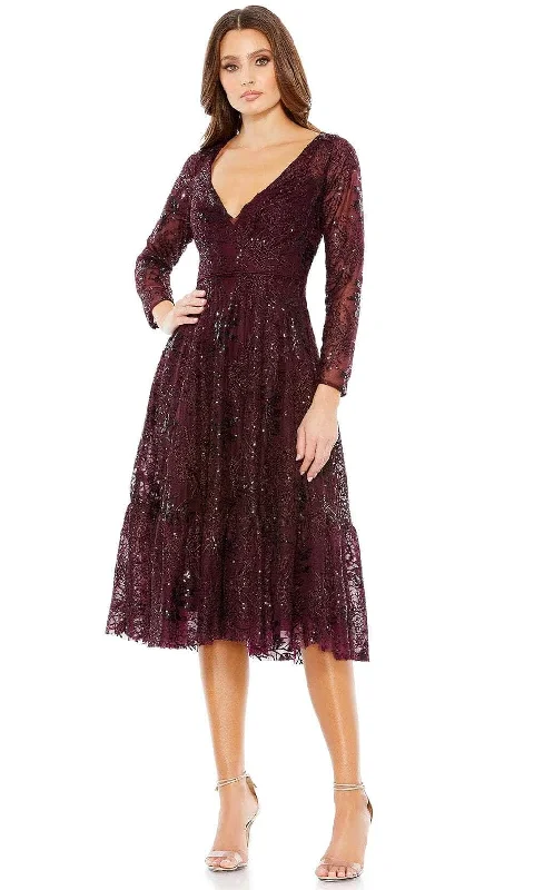 Fitted Lace Long Sleeves DressMac Duggal 68001 - Long Sleeve Embellished Cocktail Dress