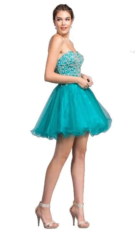 short party dressesAspeed Design - Embellished Sweetheart A-line Homecoming Dress