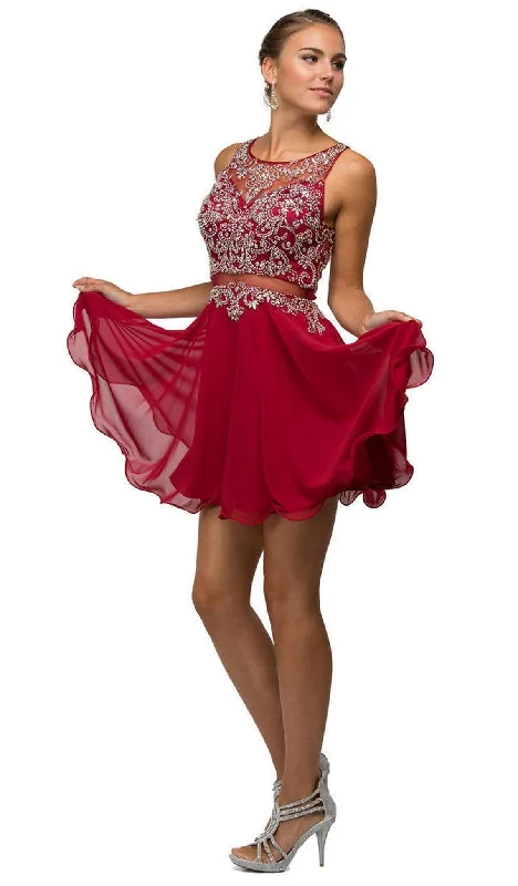 tall party dressesDancing Queen - 9550 Mock Two-Piece A-Line Short Homecoming Dress