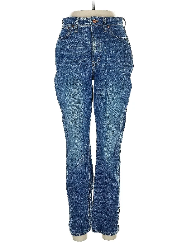 women's denim jeans with elastic waistbandsHigh-Rise Straight-leg Jeans in Medium Wash