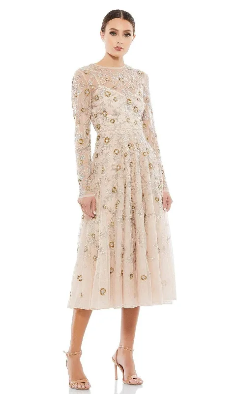 Flirty Floral Long Sleeves DressMac Duggal - 10799 Long Sleeves Embellished Dress