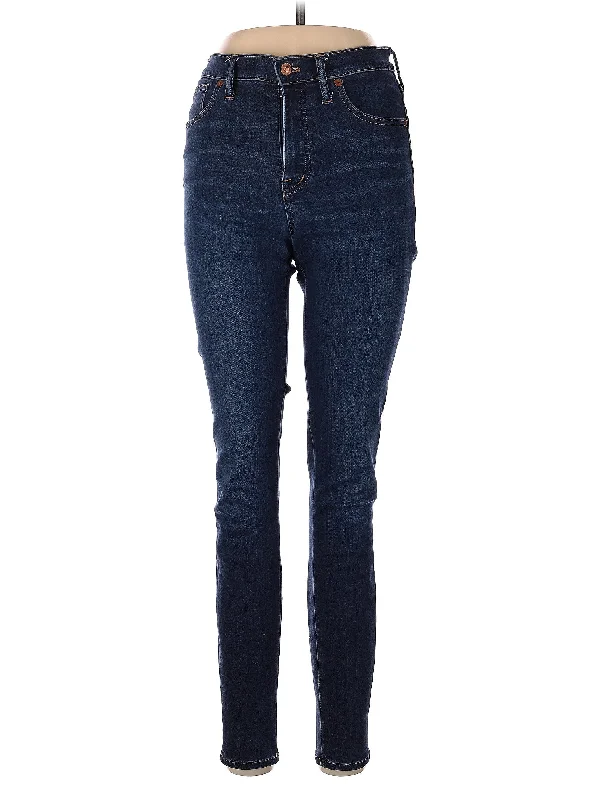 women's denim jeans with floral embroideryHigh-Rise Skinny Jeans in Dark Wash