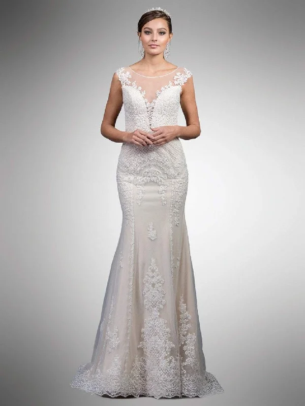 Formal Dress for Grammy AwardsDancing Queen Bridal - 18 Floral Lace Illusion Bateau Trumpet Gown