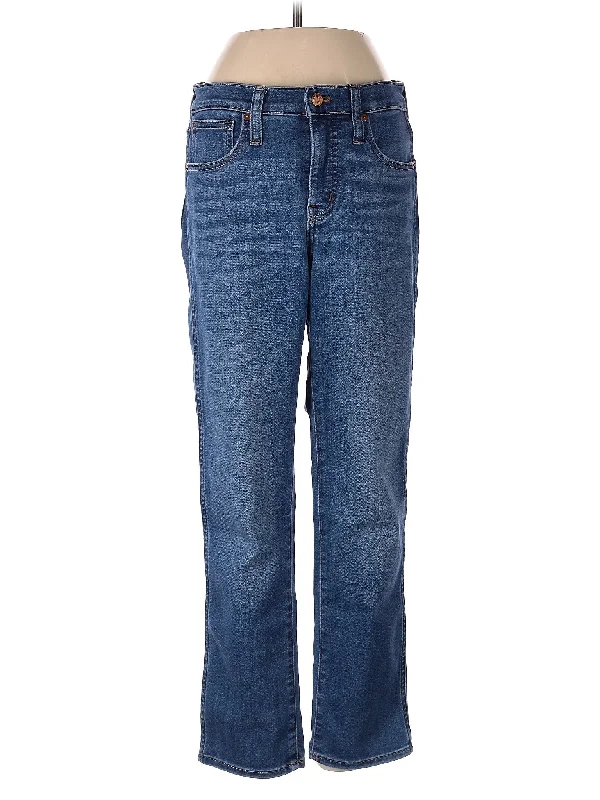 women's denim jeans with sequinsMid-Rise Straight-leg Jeans in Medium Wash