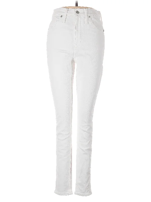 women's denim jeans with distressed hemsHigh-Rise Skinny Jeans