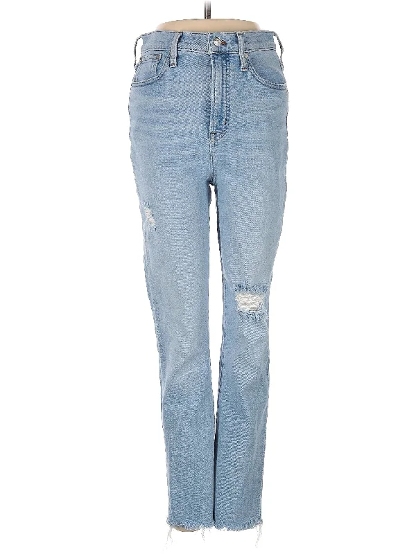 women's denim jeans with frayed edgesHigh-Rise Bootleg Jeans in Light Wash