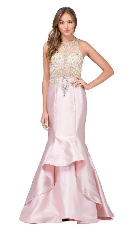 Formal Dress for Art GalleriesDancing Queen - 9930 Jeweled Illusion Bodice Flounced Mermaid Gown