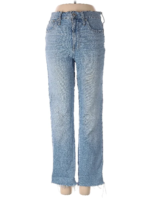 women's light denim jeansMid-Rise Straight-leg Jeans in Light Wash