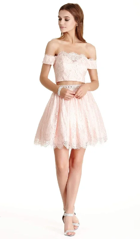 budget-friendly party dressesAspeed Design - Lace Two Piece A-line Homecoming Dress