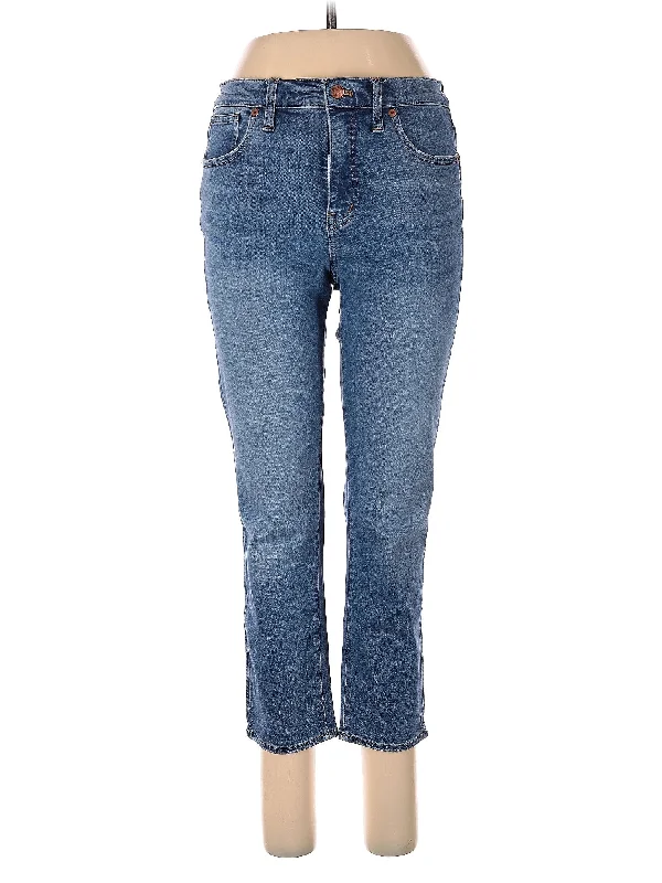 women's denim jeans with elastaneHigh-Rise Straight-leg Jeans in Medium Wash