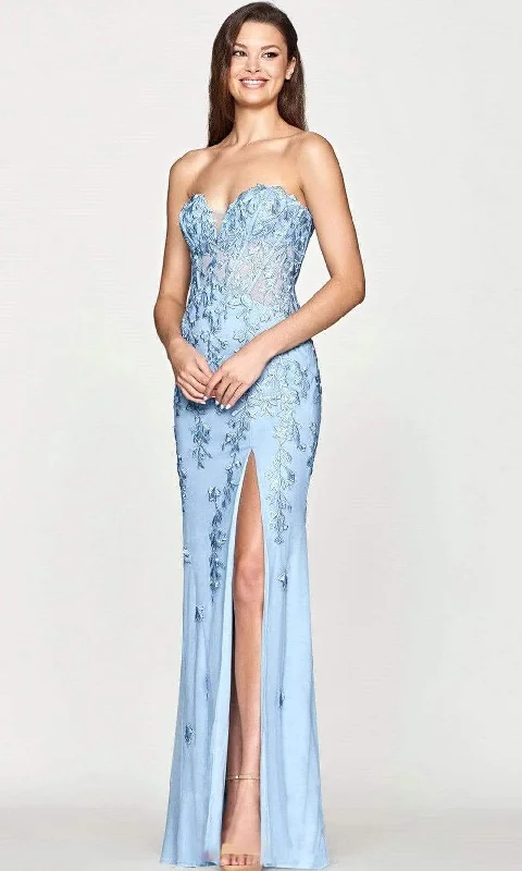 Formal Dress for Costume BallsFaviana - S10664 Embroidered Sweetheart High Slit Gown