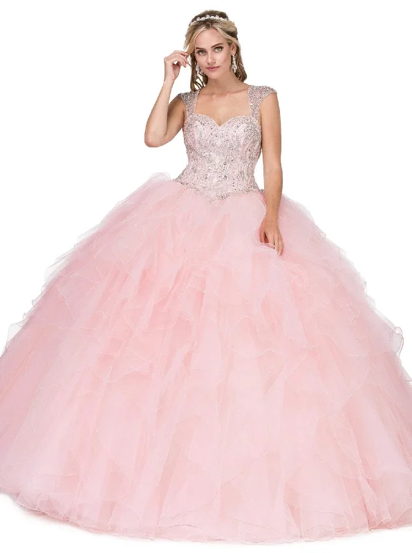 Formal Dress for Hotel GalasDancing Queen - 1272 Beaded Sweetheart Ruffled Quinceanera Gown