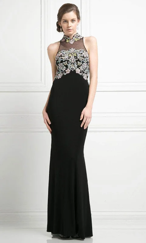 Formal Dress for Humanitarian AwardsLadivine CK43 - Rhinestone Accented Halter Gown