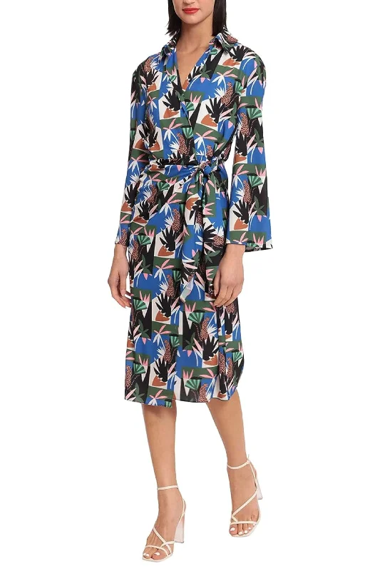 Funky Fashion Long Sleeves DressDonna Morgan D8248M - Jungle Print Long Sleeve Casual Dress