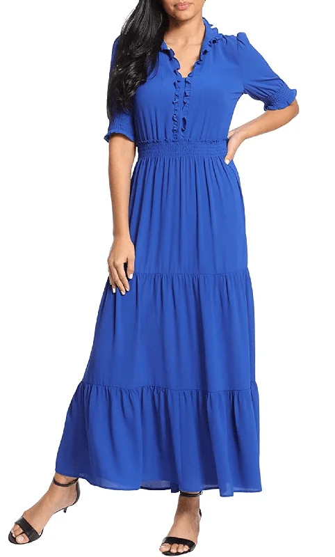 Formal Dress for Formal Day EventsLondon Times T6184M - Puff Sleeve Tiered Formal Dress