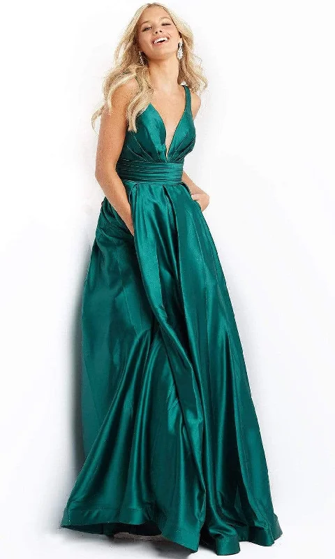 Formal Dress for Cocktail PartiesJVN by Jovani - JVN08419 Plunging Satin A-Line Gown