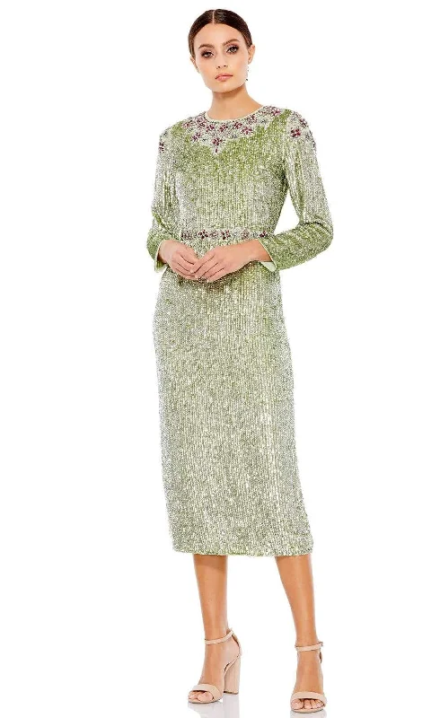 Funky Fashion Long Sleeves DressMac Duggal - 93568 Sage Long Sleeve Sequined Dress