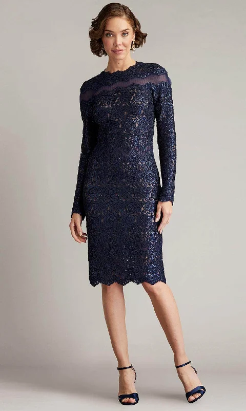 Fuzzy Wool Long Sleeves DressTadashi Shoji CFC24349M - Long Sleeve Sequin Cocktail Dress