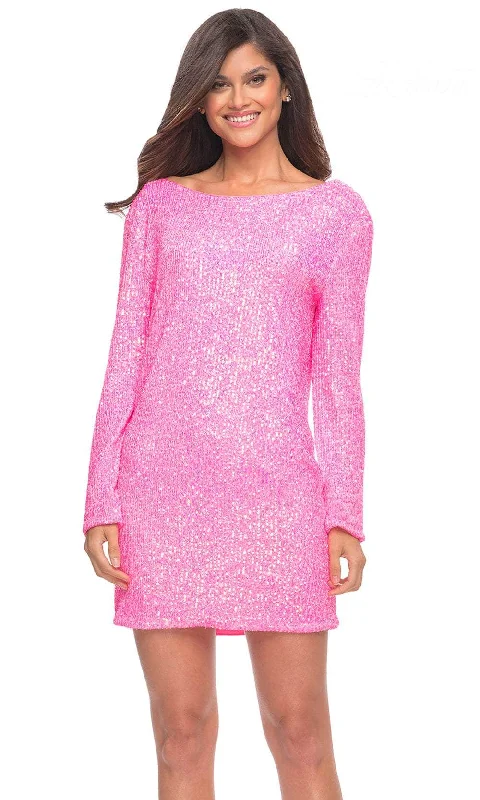 Full Coverage Long Sleeves DressLa Femme 30213 - Sequined Long Sleeve Cocktail Dress