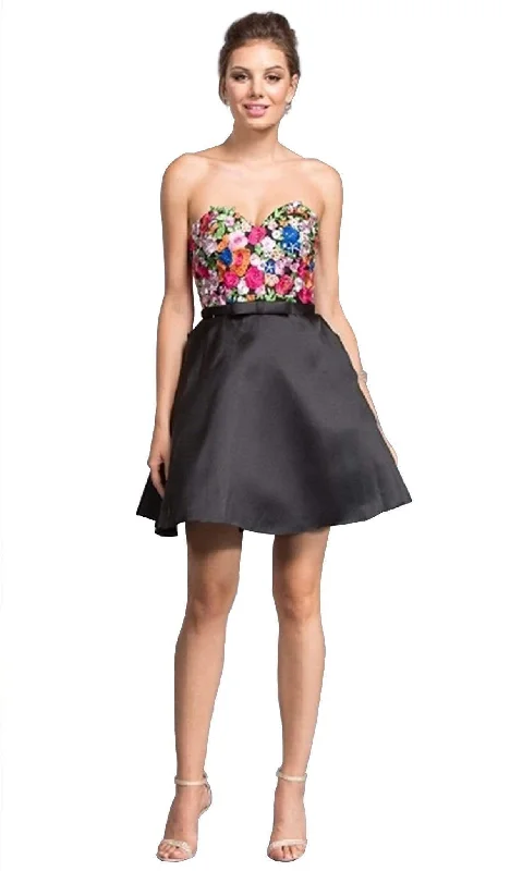 mini party dressesAspeed Design - Aspeed Design Multi-Colored Embroidered Homecoming Dress