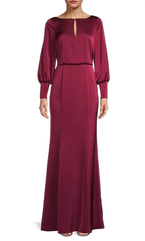 Flexible Long Sleeves Bridesmaid DressAidan Mattox MD1E207413 - Long Sleeve Blouson Satin Dress