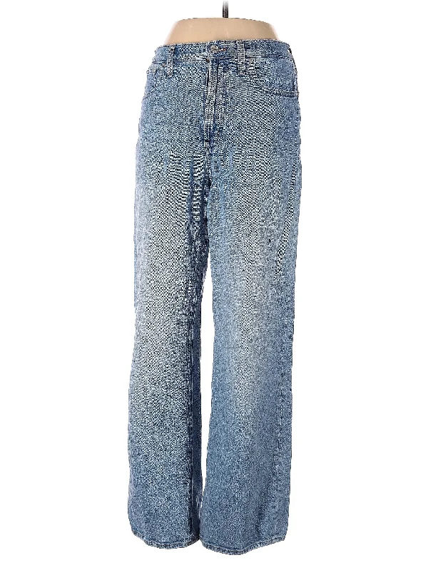 women's denim jeans with raw hemsHigh-Rise Wide-leg Jeans in Light Wash