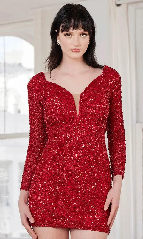 Fabulous Long Sleeves DressSCALA 70126 - Long Sleeve Sequin Cocktail Dress